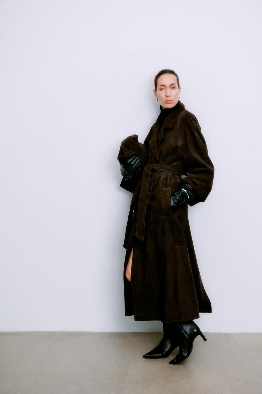 Noomi Suede trenchcoat - Chocolate Plum